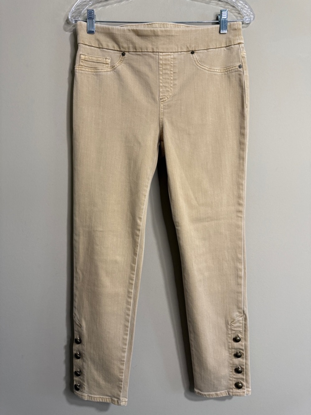 Chicos Beige Slim Ankle Pants with Button Cuff detail - Picture 2 of 8